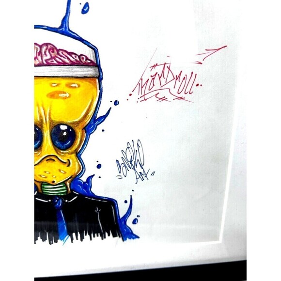 Alien Art Work Weird Creations Original Marker Drawing Signed Matted Framed - Picture 12 of 12